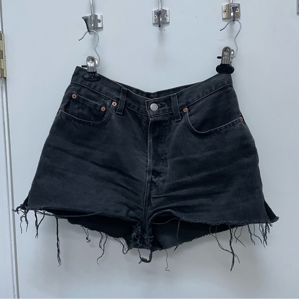 Levi's Black Frayed Jean Shorts